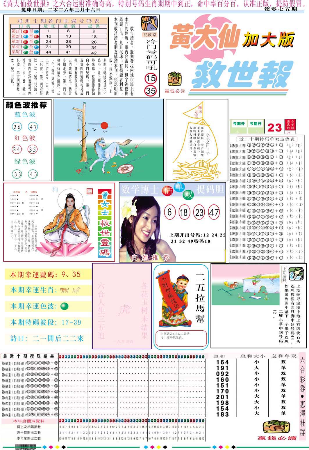 075期黄大仙救世A加大版[图]
